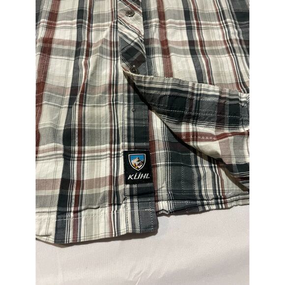 Kuhl Mens XL Gray Plaid Button Up Short Sleeve Shirt Outdoors Suncel - Picture 6 of 10